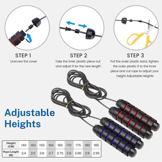 Jump Rope Workout with Foam Handles for Fitness Home With Ball Bearings Adjustable