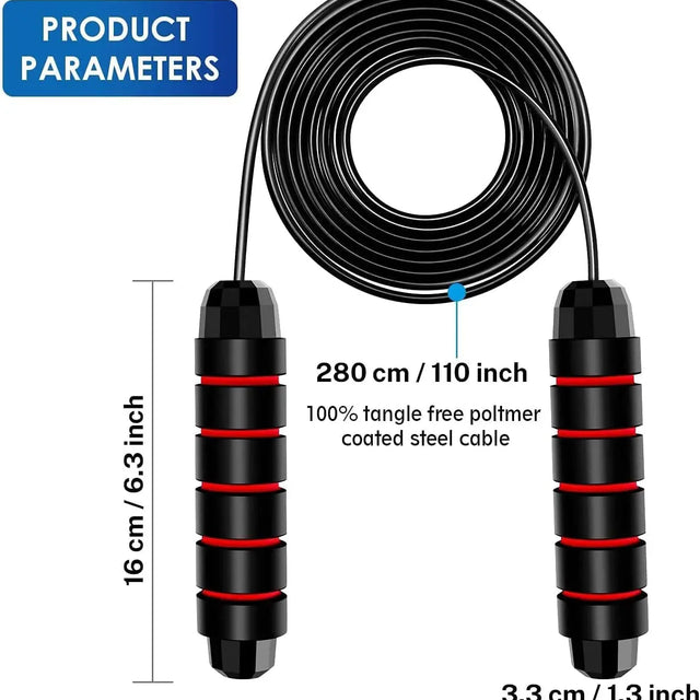 Jump Rope Workout with Foam Handles for Fitness Home With Ball Bearings Adjustable