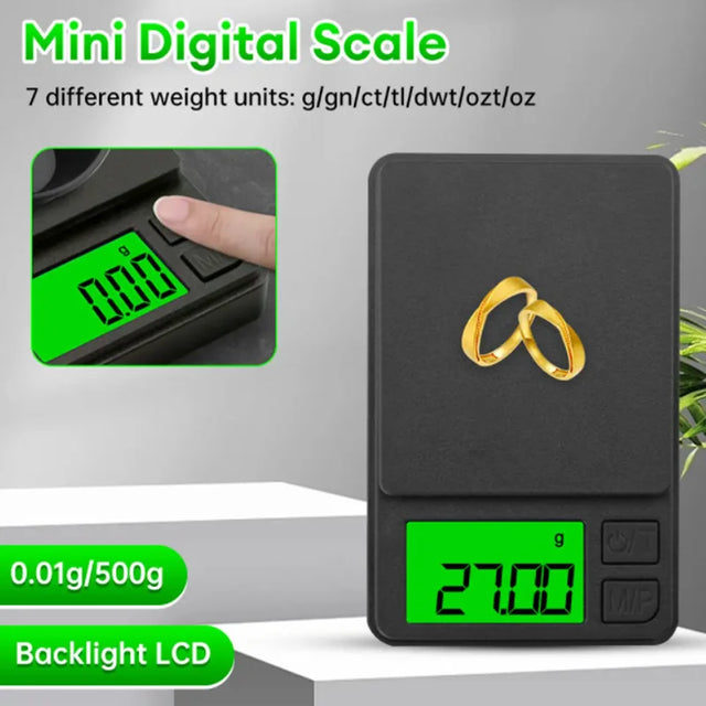 Precision Scale 1000g X 0.01g - Digital Gram Food Ounces/Grains - Mini Scale for Travel