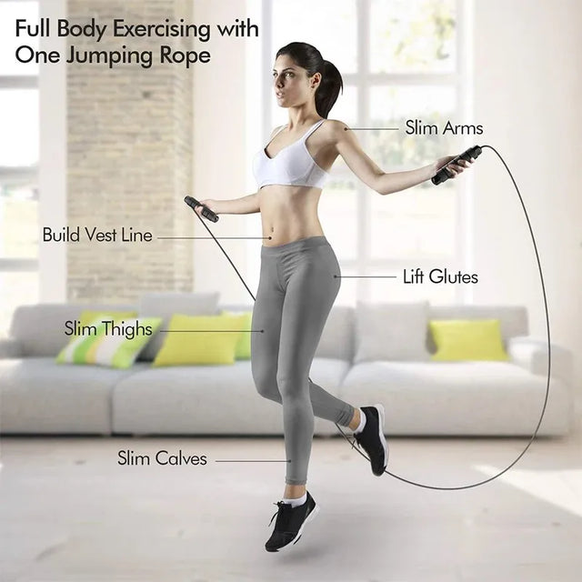 Jump Rope Workout with Foam Handles for Fitness Home With Ball Bearings Adjustable