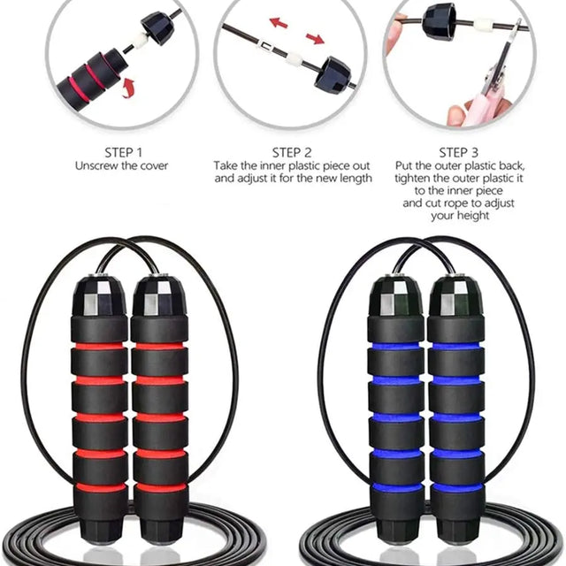 Jump Rope Workout with Foam Handles for Fitness Home With Ball Bearings Adjustable