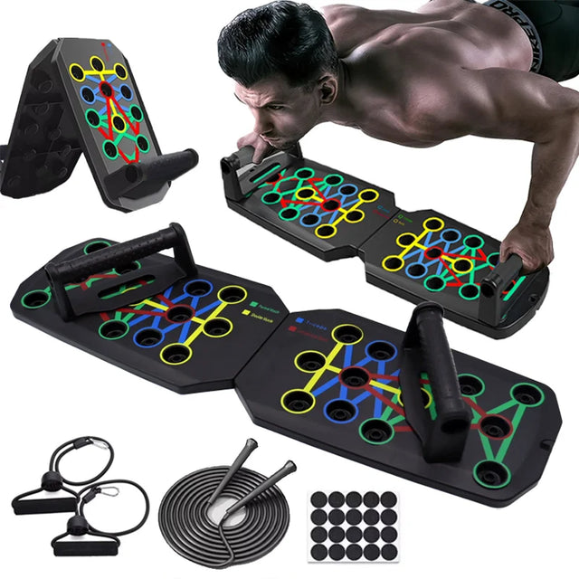 Solid Push Up Board Home Workout Equipment Multi-Functional Pushup Stands System Fitness Floor Chest Muscle Exercise Professional Equipment Burn Fat Strength Training Arm Men & Women Weights